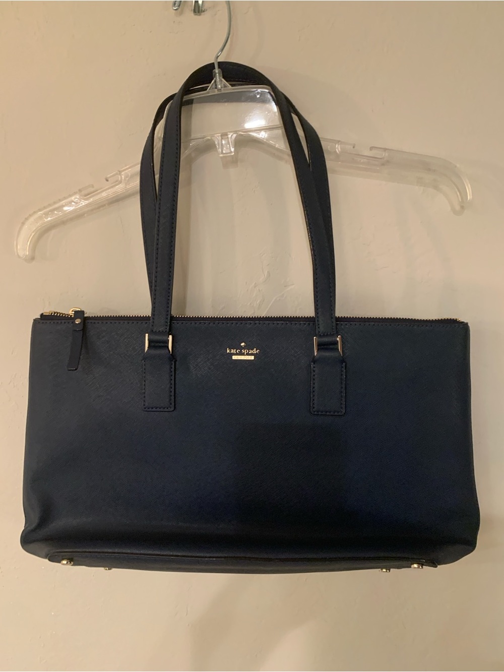 Kate Spade Navy Cameron St  Tote with Navy White Stripe Nauti Lining no flaws